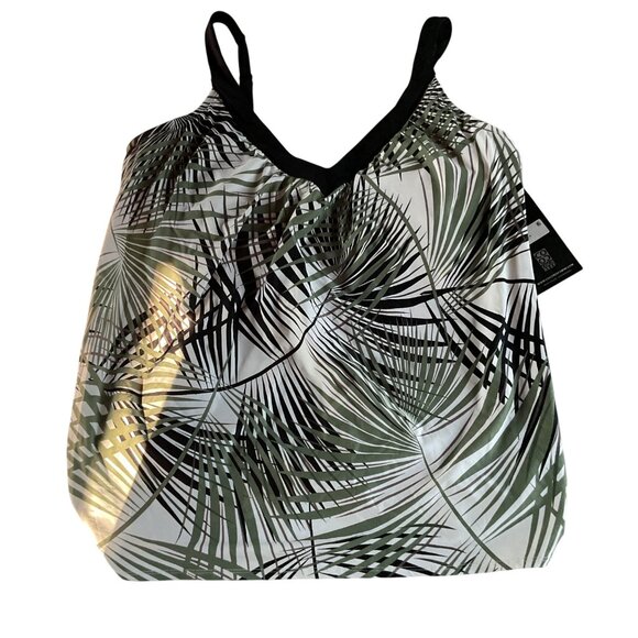NWT Coco Reef PerfectionFit Tropical Palm Print Tankini Top Adjustable Strap 38E - Picture 2 of 12